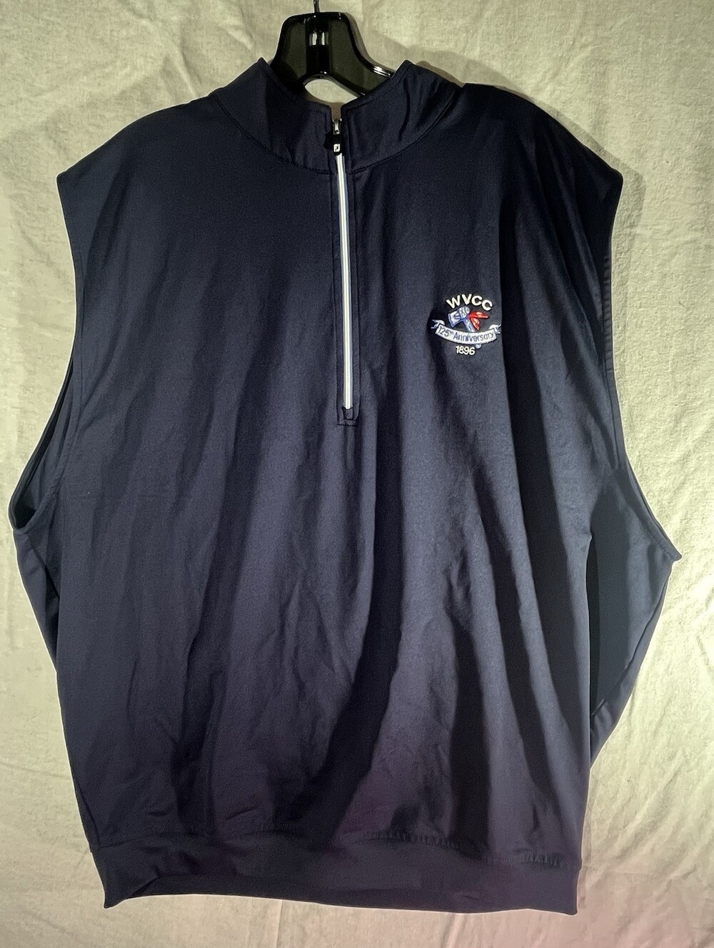 Footjoy Navy Blue WVCC 125th Anniversary 1/4 Zip Golf Vest XL Wyoming Valley CC